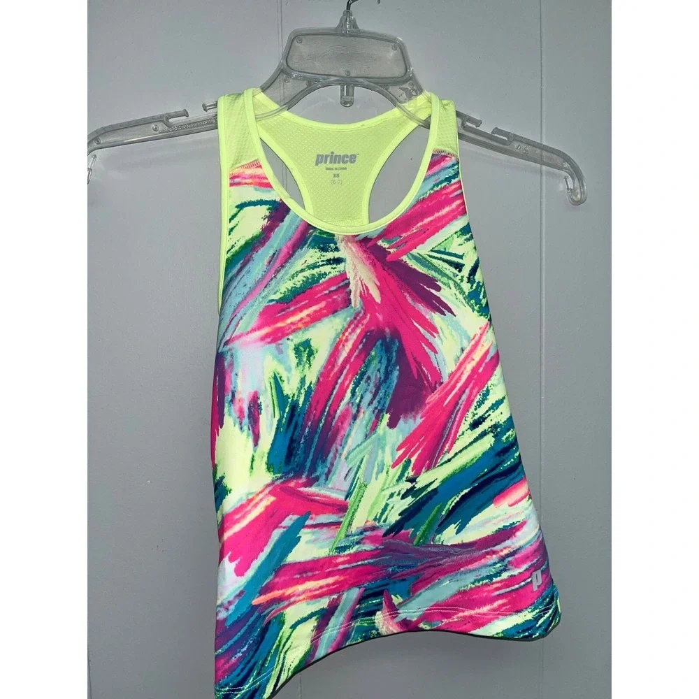 Prince Girl's Racerback Athletic Tennis Tank Size XS Textured Pink Wicking NWT